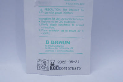 Braun V5406 Extension Set with Female Luer Lock, Spin-Lock Connectors 21inch 3ml